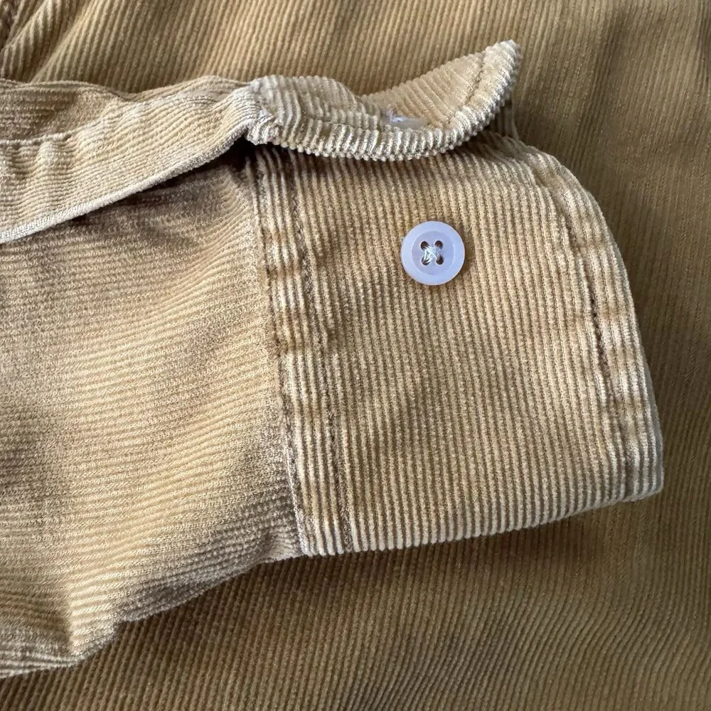 VTG Banana Republic Corduroy Shirt Men M Mustard Yellow Pinwale Cotton Hong Kong